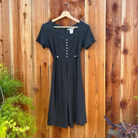 Vintage Navy and White Polka Dot Sweetheart Dress 🌿 - Picture 1 of 8